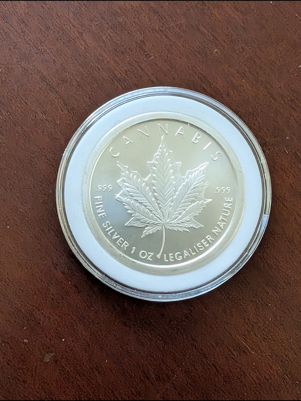 Cannabis Silver Leaf 1 oz Round Coin. Fire 🔥